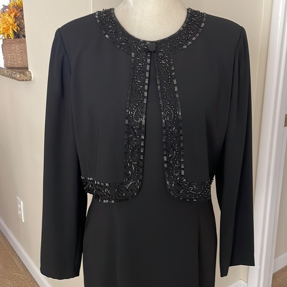 Marianna Black Beaded Front Dress. - Picture 10 of 16